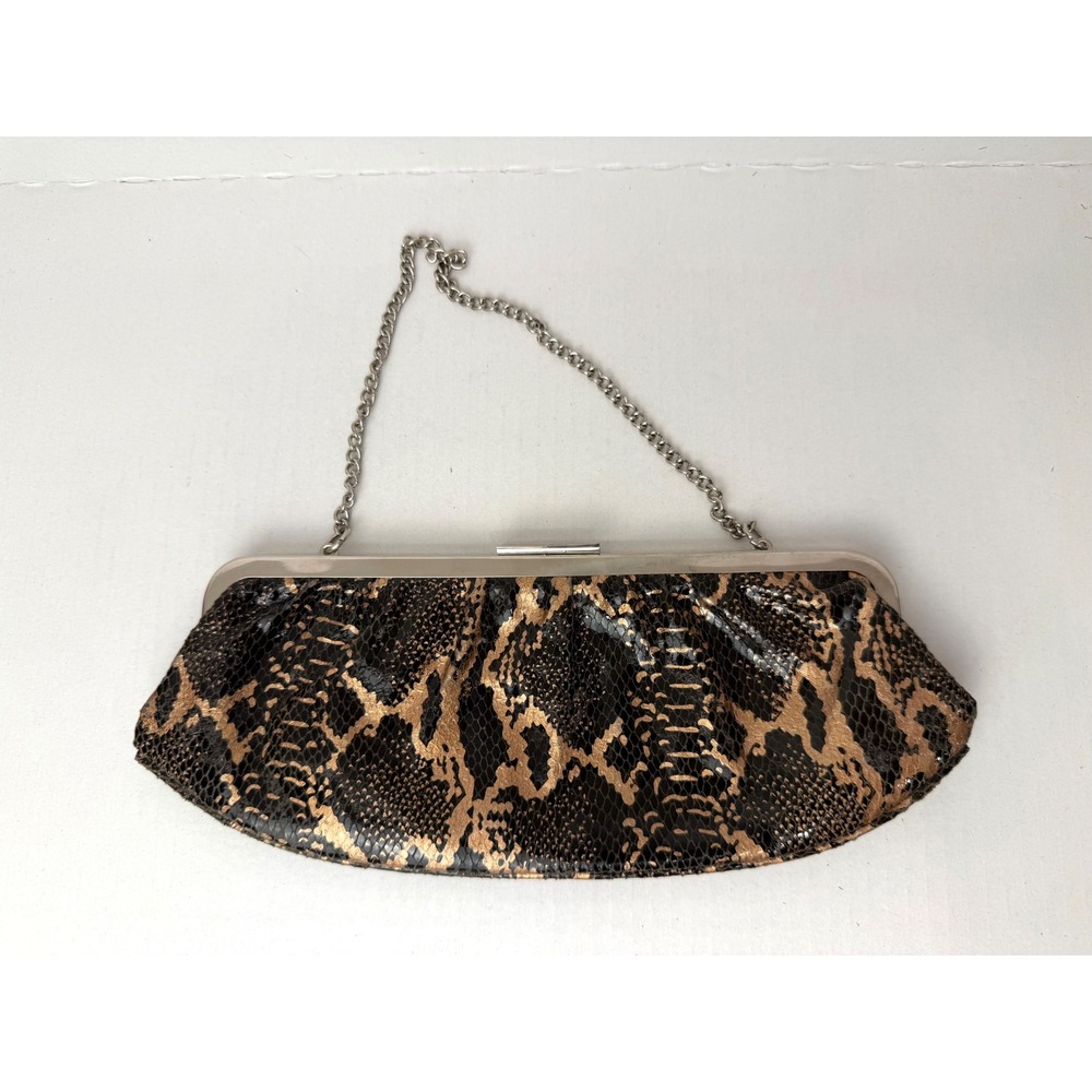 Deux Lux Snakeskin Clutch Womens Small Bronze Gold Fair Metallic Evening Bag